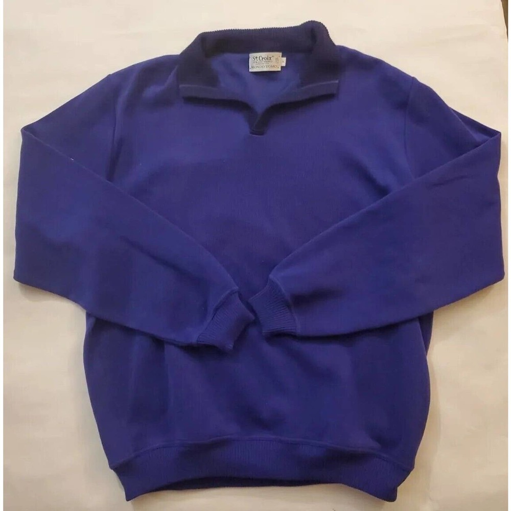 St. Croix Collections For Mondo Uomo 1/4 Zip Sweater XL Purple Linen Blend USA